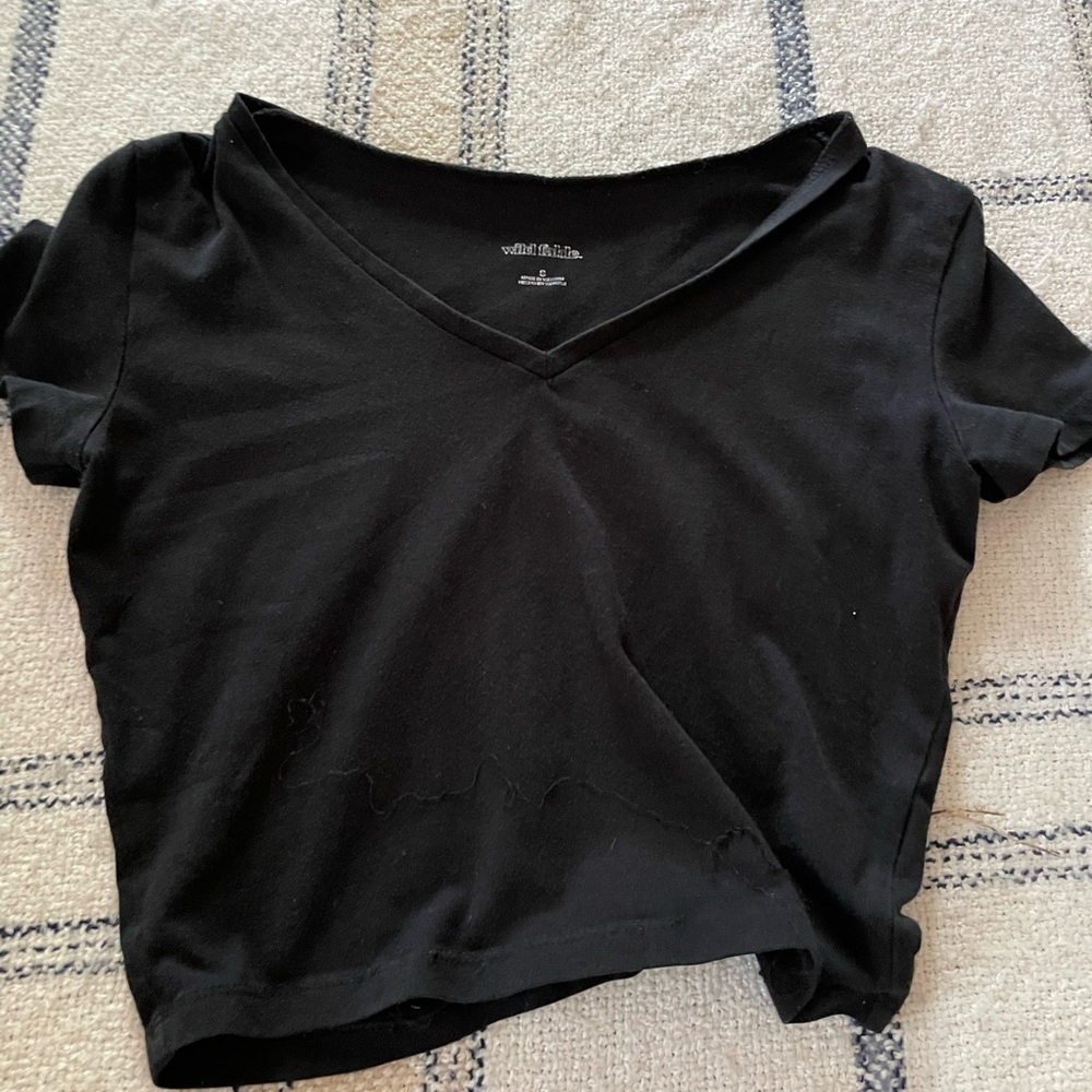 Wild Fable Black Crop Fitted T-Shirt